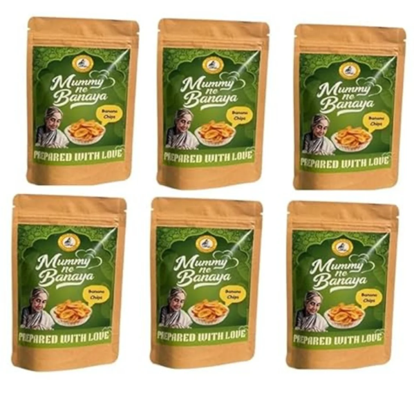 Mummy Ne Banaya Homemade Banana Chips | Traditional South Indian Snack | Prepared with Love | Crispy & Tasty Tea-Time Snack | 100% Natural, Preservative-Free 70GM (Pack of 6)